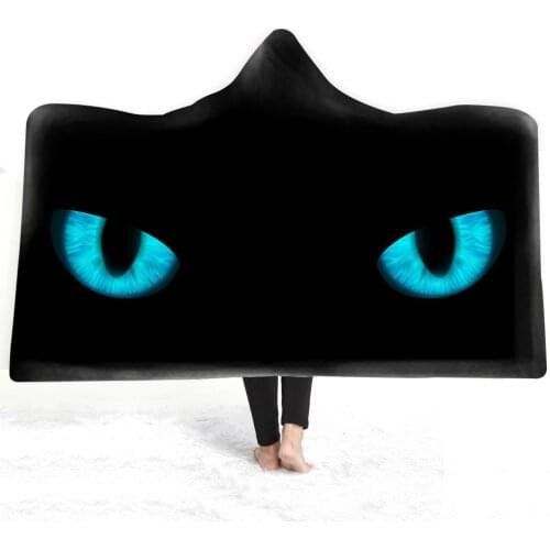 Custom DIY Print Geometric Hooded Blanket Eyes Sherpa Blanket Leaf Floral Wearable Blanket Painting Art Soft Blanket Hoodie