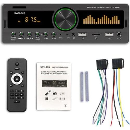 Single Din Bluetooth Car Radio LED Digital Tube Frequency Screen Colorful Cool Lights FM AM Car Stereo MP3/WMA/WAV/FLAC Player
