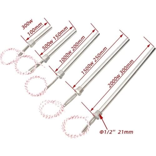 Stainless Steel Cartridge Heater 220v Heating Element with 1/2"(21mm) Thread Immersion Water Heater Pipe