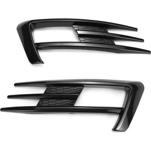 A Pair Glossy Black / Carbon Fiber Look Car Front Fog Light Lamp Eyebrow Eye Lid Wind Knife Cover For VW For Golf MK7 2014-2017