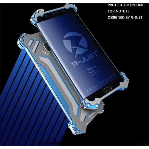 R-JUST Gundam Metal Case Aluminum Shockproof Bumper Armor Phone Cases For Samsung Galaxy Note FE Phone Shell