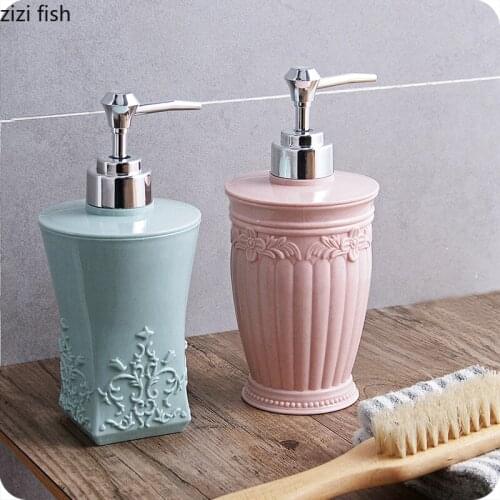 Pink Portable Soap Dispenser Wash Basin Toilet Shampoo Moisture Bottling Household Push-type Lotion Bottle Bathroom Decoration