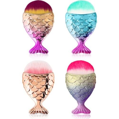 New 4 Colors Mermaid Nail Brush Plastic Cleaner for Acrylic UV Gel Nails Art Manicure Care Accessory Cleaning Remove Dust Powder