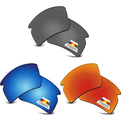 Bwake 3 Pairs Black & Blue & Fire Red Polarized Replacement Lenses for-Oakley Flak 2.0 XL OO9188 Sunglasses Frame