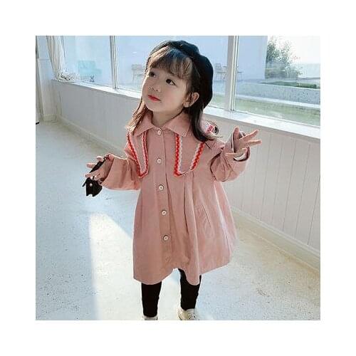 Baby Girls Trench Coats Jacket 2020 Autumn New Childrens Girls Solid Long Windbreaker Princess Dresses Coats Trench Outwear