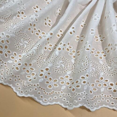 New Cotton Strip Flower White Embroidery Clothing Skirt Lace Width 130 cm