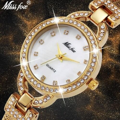 MISSFOX Women Watches Cute Steel Mesh Teenage Girls Watches Small Female Pearl Shell Quartz Gold Fashion Ladies Wrist Watches