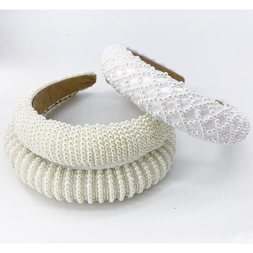 Baroque Elegant Bride Women Hairbands Sweet French Handmade Beaded Pearl Headbands Hair Jewelry Accessories