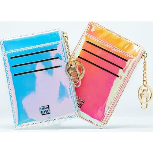 Ladies Hand Designer Purse Laser Color 2021 New Women Wallets Coin Purse Fashion Solid Color Key Card Multi-Function Mini Wallet