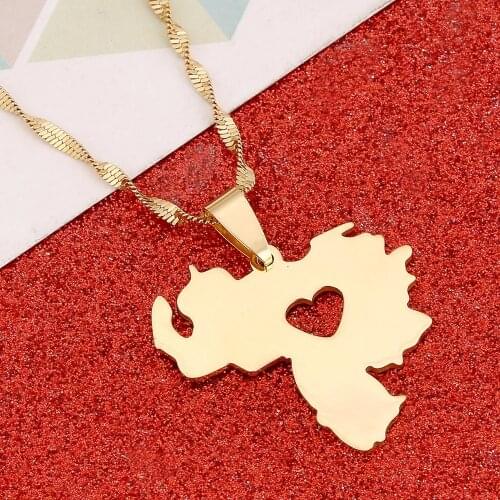 Venezuela Map Pendant Necklace For Women Gold Color Venezuela Heart Jewelry Venezuelans Items