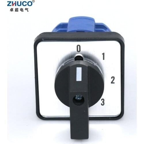 ZHUCO SZW26/LW26-20 20A 660V 0-1-2-3-4 Two Pole Five Position 64X64 48X48 mm Panel Custom Rotary Universal Changeover Cam Switch