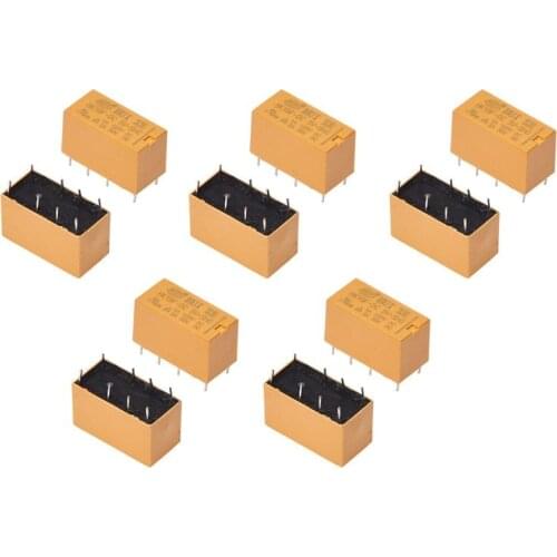 10 x DC 5V Coil 125V/1A DC 30V/2A AC 2A/30V DC 8 Pins DPDT Power Relay HK19F