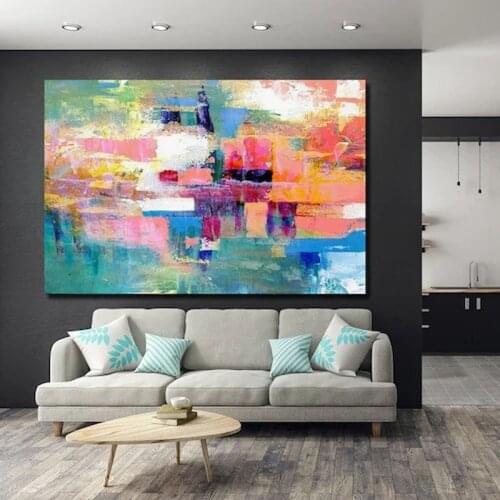 100% Hand Painted Abstract Colorful Oil Painting On Canvas Unframed Modern Decorative Wall Art Canvas Painting For Home Decor