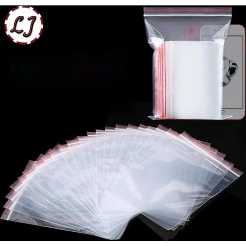 100pcs/pack Jewelry Ziplock Zip Zipped Lock Reclosable Plastic Poly Clear Storage Bags Crafts Sewing Storage Thickness 0.12mm