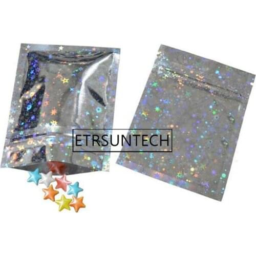1000pcs Star Laser Aluminum Foil Packaging Bag Self Seal DIY Crafts Candy Snack Mylar Zipper Storage Packing Pouch