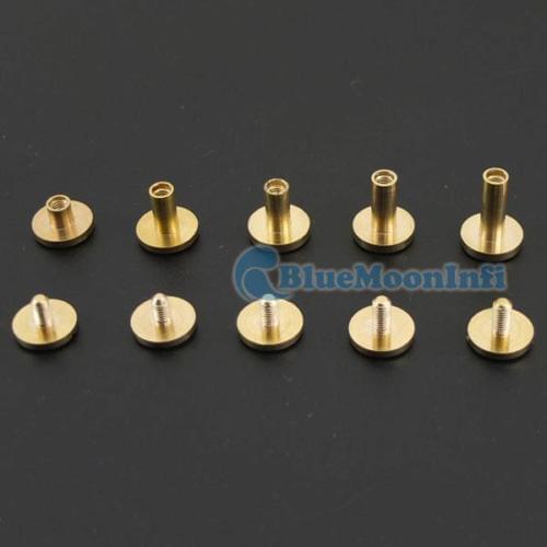 20 Pcs 4mm 6mm 8mm 10mm 12mm 15mm Solid Brass Head Button Stud Screw Nail Chicago Screw Leather Belt