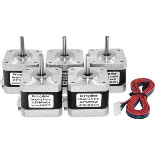 5pcs 42BYGHW609 4-lead Nema 17 42 Stepper Motor 0.42N.M 1.7A 38mm for CNC 3D printer