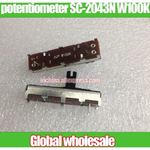 8pcs 35mm mixer fader straight potentiometer SC-2043N W100K / with mid-point white point / handle length 10 15 20mm