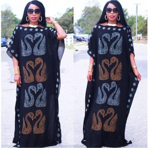 African Dresses For Women Dashiki Both Side Diamond Swan Summer Plus Size Dress Ladies Traditional African Clothing Fairy Dreams
