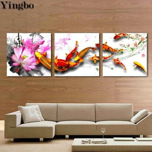Diamant Painting Koi Fish Lotus 5D DIY Diamond Painting Full Square/Round Embroidery Chinese calligraphy Cross Stitch mosaic