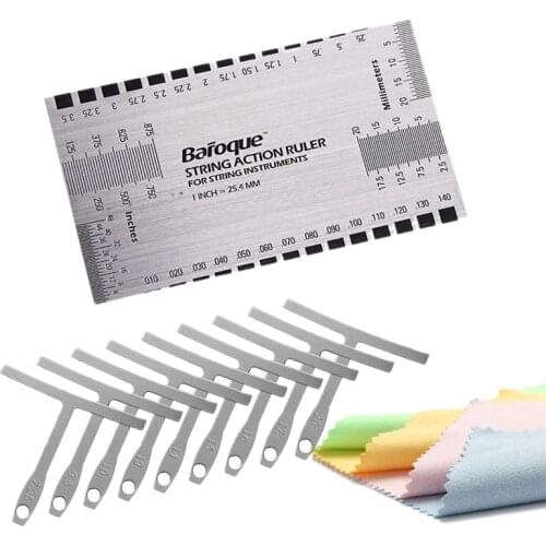 Baroque 9x Understring Radius Gauge Luthier Tools,String Action Ruler Gauge Measuring Tool for Guitar and B