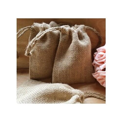 Free shipping Burger Crafts Azabu Natural Environmental Protection Wedding Decoration Bag Jute Lace Dried Fruit Candy Bag