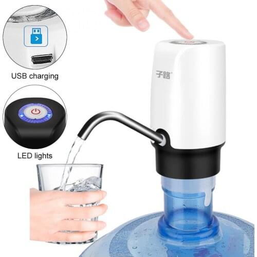 Wireless Push-button Rechargeable Electric Dispenser Water Pump with USB Cable/304 Stainless Steel Tube for 4.5-18.9L Barrelled