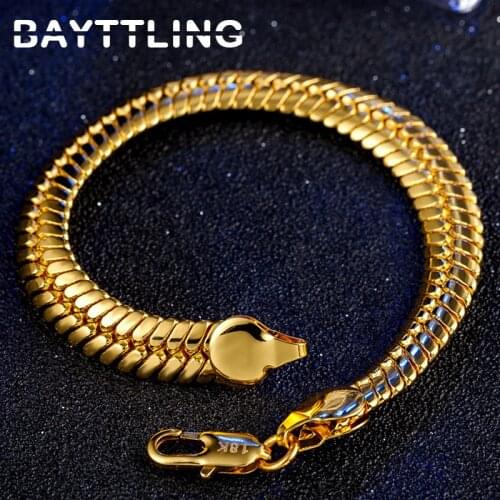BAYTTLING 925 Silver 9MM Golden Snake Bracelet For Man Woman Fashion Jewelry Charm Bracelet Gift