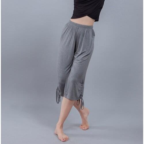 Latin Dance Loose wide leg drawstring Straight Cropped pants women Ballroom Tango trousers Cha Salsa rumba modern Dance Yoga