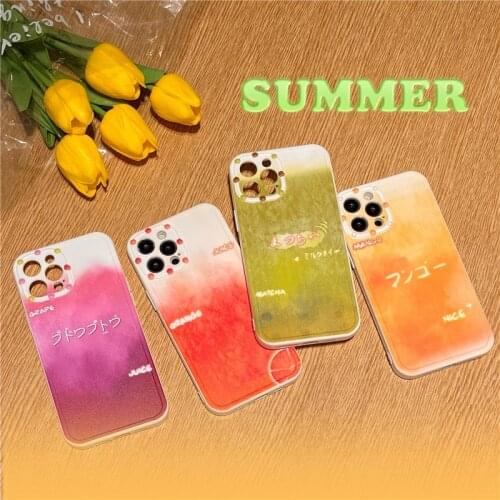 Retro matcha green tea Grape mango juice art Phone Case For iPhone 12 11 Pro Max Xs Max XR X 7 8 Plus 7Plus case Cute Soft Cover