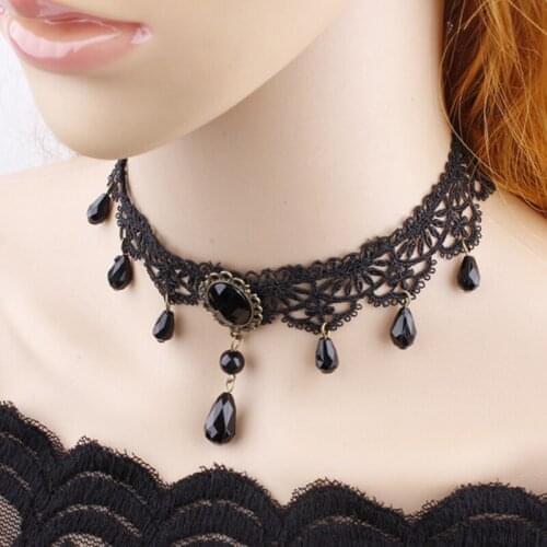 Black Sexy Necklaces Multi-layer Choker Necklace Crystal Elegant Clavicle Lace Necklace Clavicle Charm Chain For Women