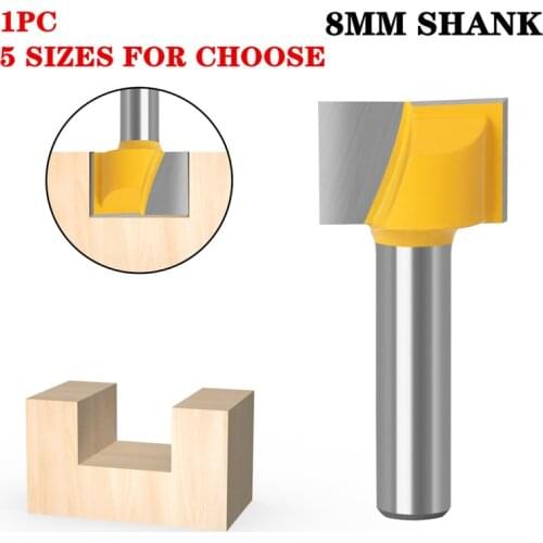 1Pc 8mm Shank Bottom Cleaning Straight/Dado Wood Router Bit Carbide Diameter 9.52 10 12.7 14 16 19mm Milling Cutters