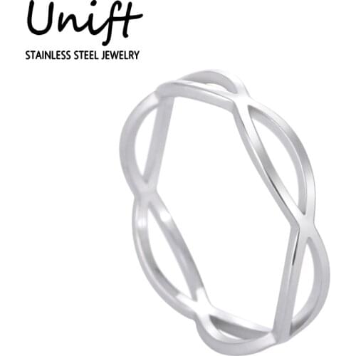 Unift Stackable Romantic Flat Infinity Forever Love Rings for Women Men Couple Wedding Ring Fashion Engagement Jewelry Gifts