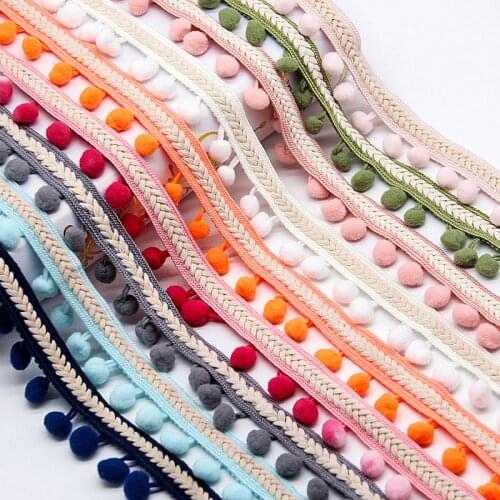 Pompom Lace Vintage Lace Trim Ribbon 1.2cm Pom Pom Ball Fringe Crafts Lace Fabric Sewing Accessories Decor DIY Material Apparel