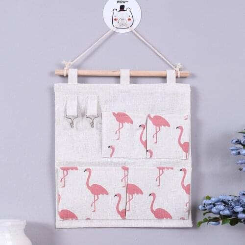 Linen Cotton Fabric Storage bag Wall Door Closet Hanging Storage Bag Case 4 Pockets Organizer For Cosmetics Storage Containers