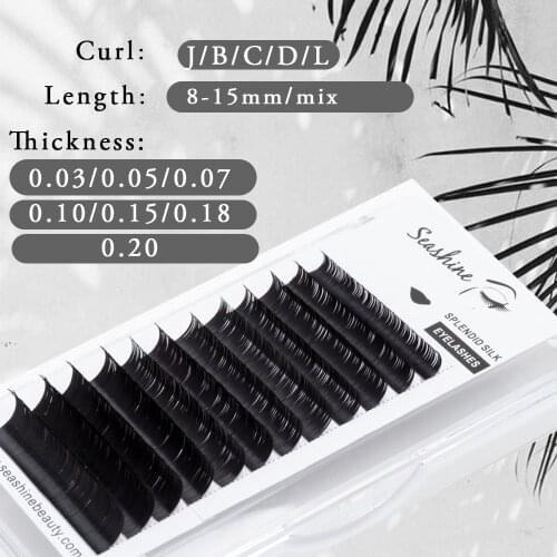 Seashine Natural False Lashes 12 Lines/Tray J/B/C/D/L Individual Lashes 100% Handmade Russia Volume Lashes Extension Supplies