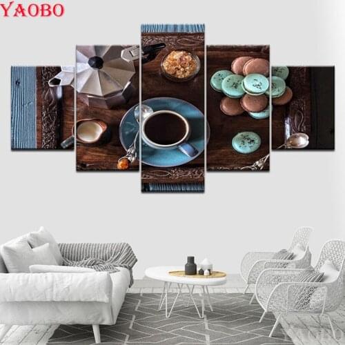 New novelties 5d diy diamond painting 5pcs Breakfast coffee Pictures mosaic Full Roundsquare painting Rhinestone embroidery