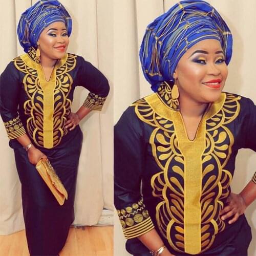 African new bazin embroidery dresses long dress without scarf soft material LA066