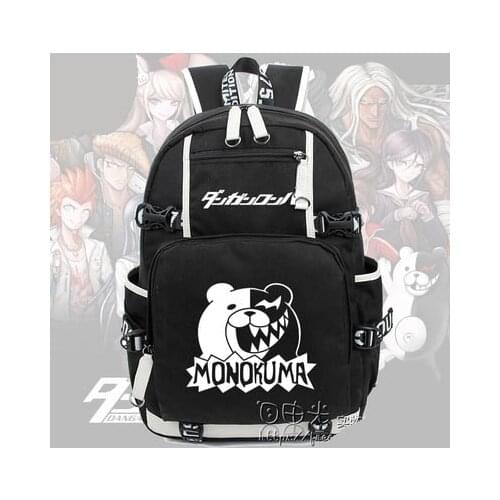 New Anime Danganronpa Backpack Cosplay monokuma Luminous Canvas Bag Schoolbag Dangan Ronpa Travel Bags
