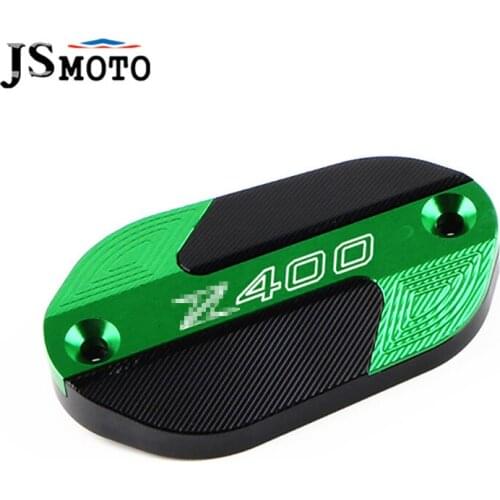Motorcycle Front Brake Tank Reservoir Oil Cup Cover CNC Aluminum Accessories For Kawasaki NINJA400 Z400 Ninja 400 z400 & LOGO