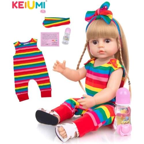 KEIUMI Full Silicone Reborn Baby Doll 55CM Toddler Doll Soft Real Touch Gift Toy For Children Playmate Gift Birthday Xmas
