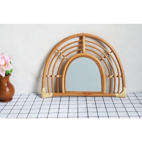 Dropship Rattan Wall Mirror Innovative Art Decor Dressing Makeup Mirrors for Entryways