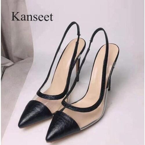 Kanseet Sexy Pointed Toe Party Prom Womens Sandals Patchwork 2021 Summer Super High Heels Shoes Female Sandals Large Size 45