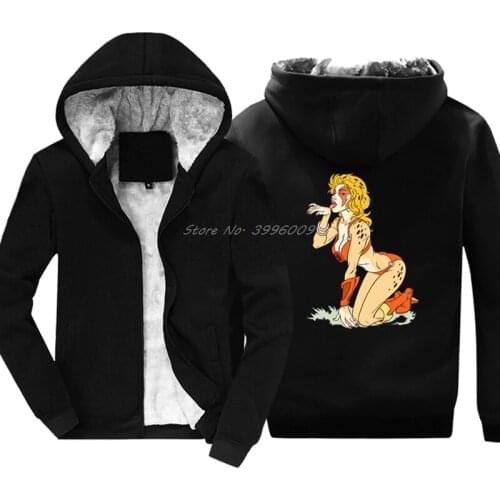 Sex leopard Women Tongue hoody Bare Naked Sexy Pretty Girl Pin Up hoodies Unisex Winter Keep Warm Thicken Sweatshirts
