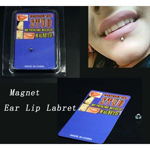 1Pcs Stainless Steel Fake Cheater Piercing Non Pierced Magnet Ear Lip Labret Nose Ring No Piercing Magnetic Tunnel Plugs Earring