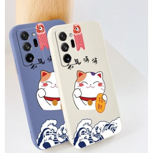 Auspicious Fish Cat Silicone Case For Samsung Galaxy A72 A52 A42 A32 A22 A21S A02S A12 A02 A71 A51 A41 A31 Soft Phone Cover Case