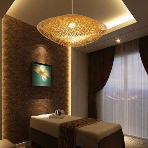Modern Bamboo Hotel Cafe LED Pendant Lights Creative Wood Light Livingroom Bedroom Loft Hanging Lamp Restaurant Kitchen Lamp
