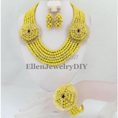 Stylish Nigerian Wedding Beads Jewelry Set African Beads Jewelry Set Necklace Bracelet Earrings Set TL1468