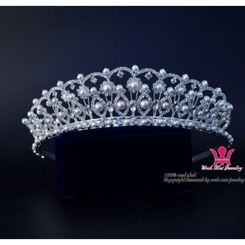 Bridal Wedding Tiaras Rhinestone Pearl Exquisite Crown Noble And Beautiful Princess Queen Headdress Pretty Girls Hairwear 01628