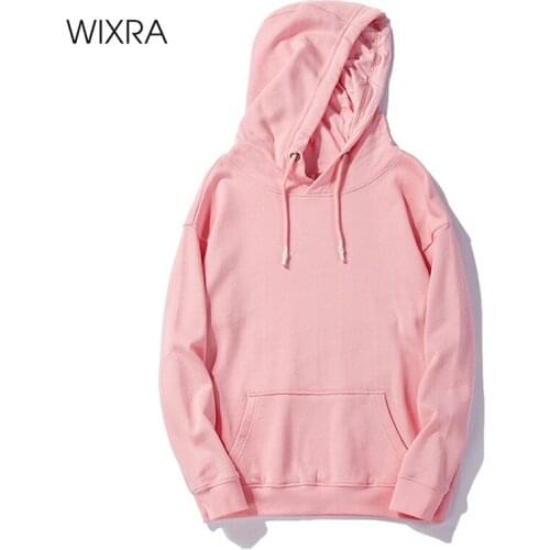Wixra Harajuku Hoodies Solid Color Hooded Tops Womens Sweatshirt Long-sleeved Autumn Female Plus Coat Streetwear
